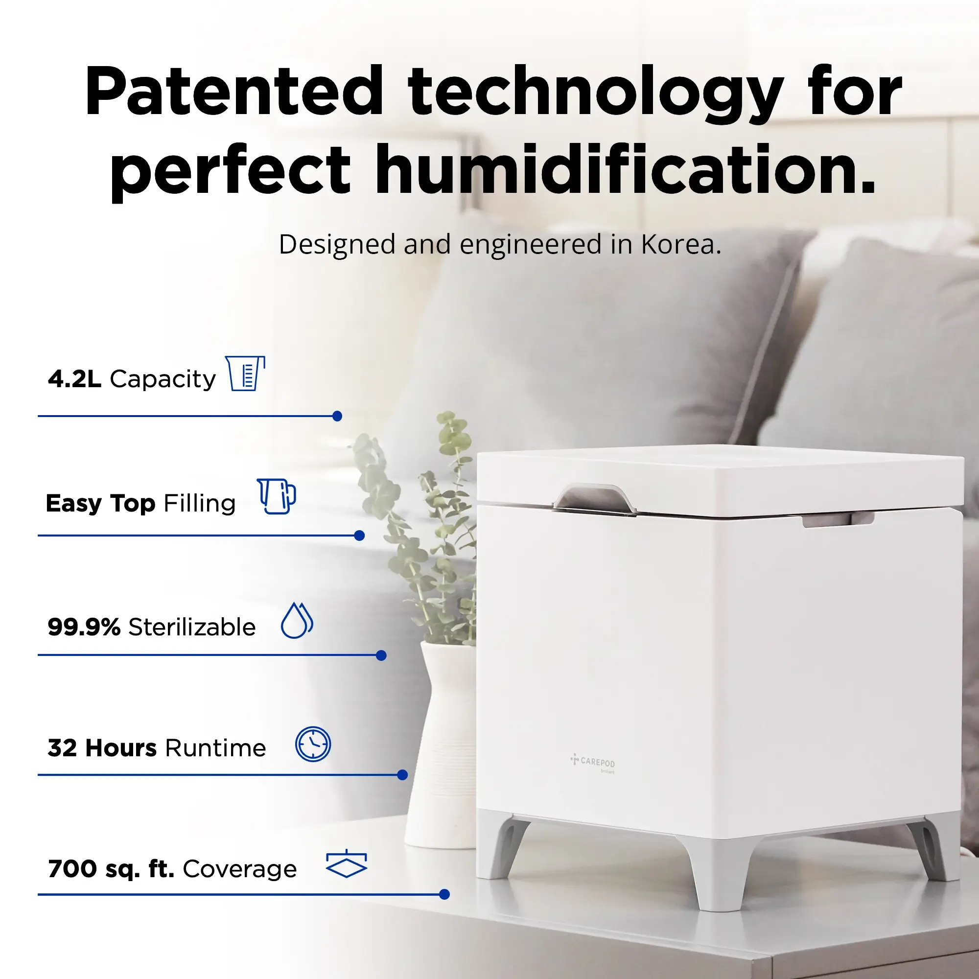 Carepod Cube Plus X50V - Sanitizing Warm + Cool Mist Stainless Steel Humidifier  CA - Image 2